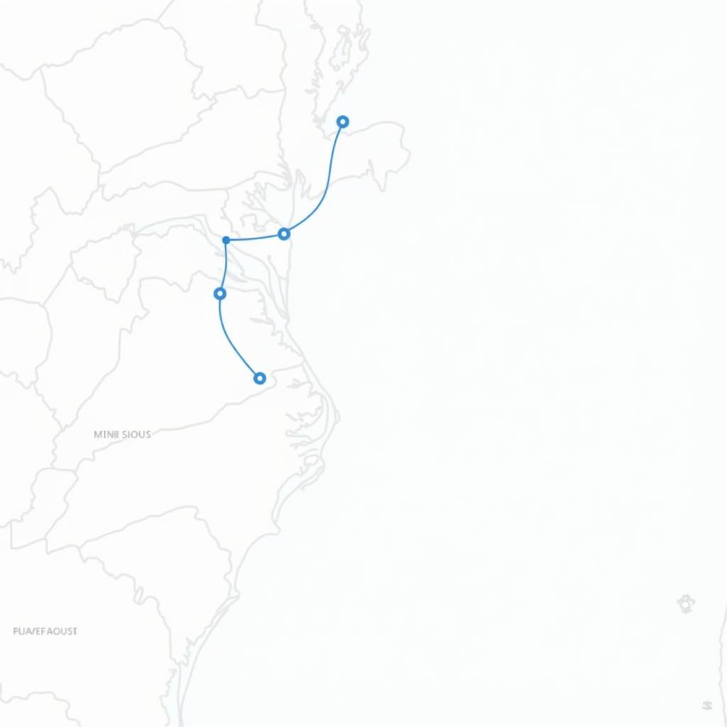 Map illustrating car delivery route with price calculation based on distance