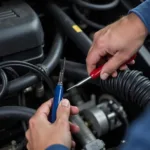 Mechanic Checking a Car's Air Conditioning System