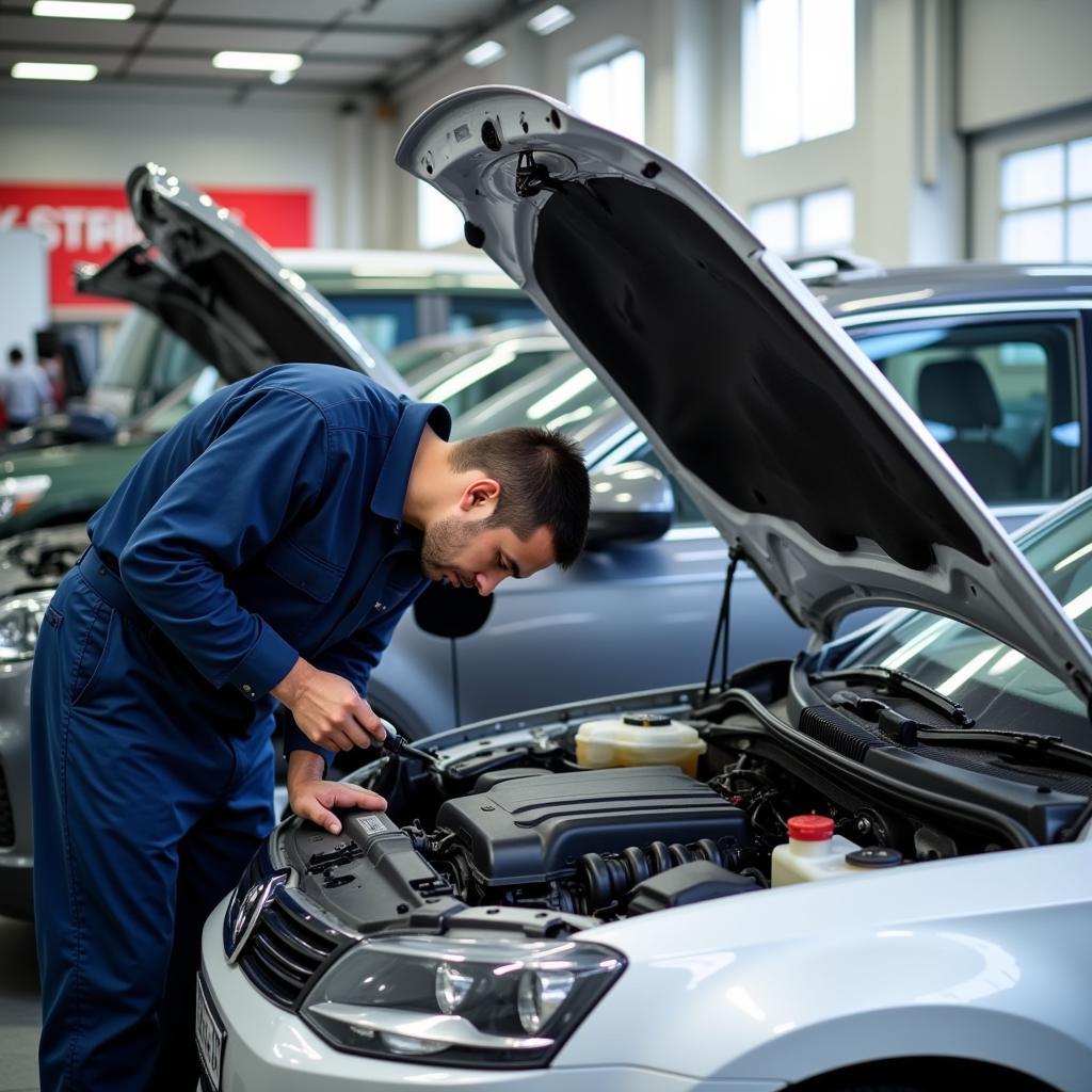 Mechanic Inspecting a Car in Chandigarh