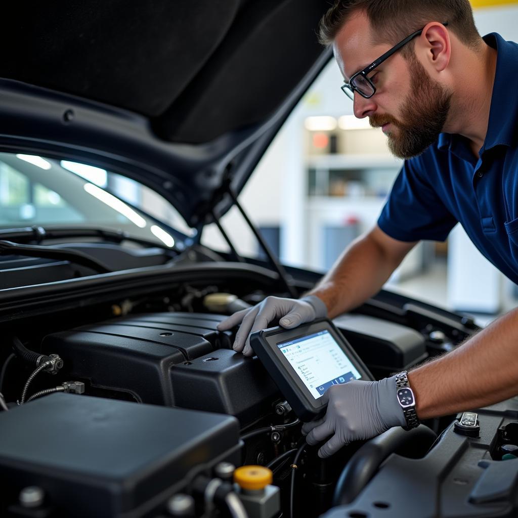 Mechanic Checking Car Engine