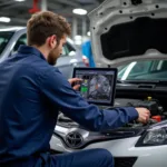 Mechanic Diagnosing Car Problem in Abu Dhabi