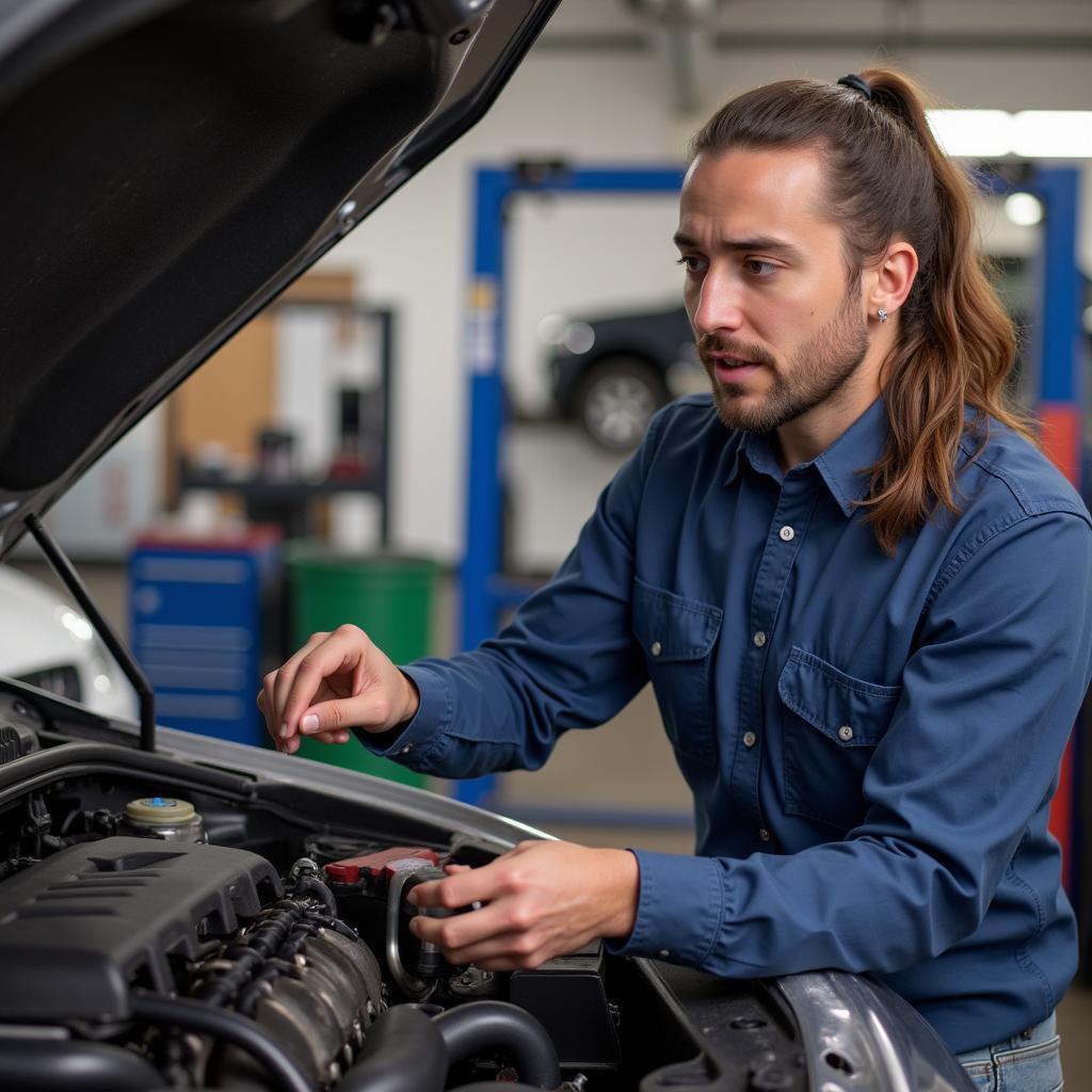 Mechanic Explaining Car Issue to Customer