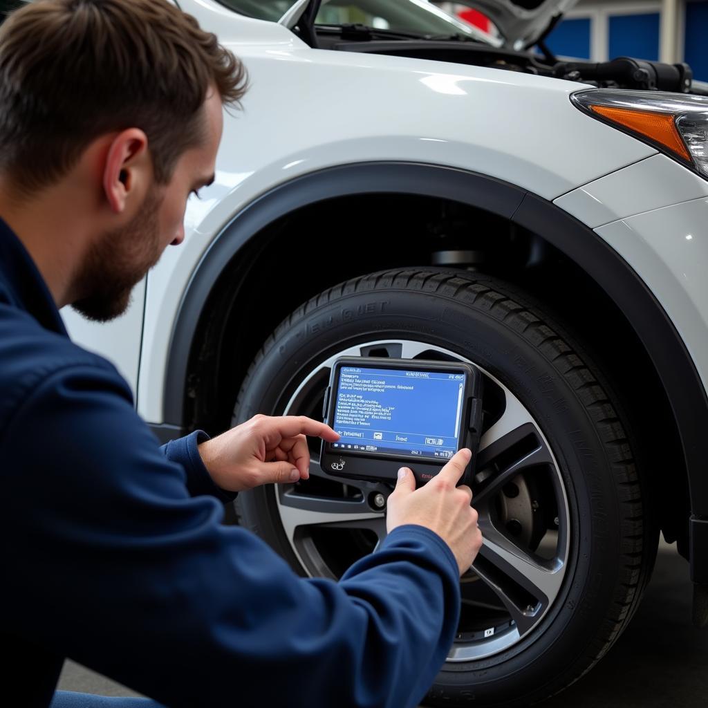 Mechanic Explaining Car Scan Results to Customer