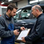 Mechanic Explaining Car Service