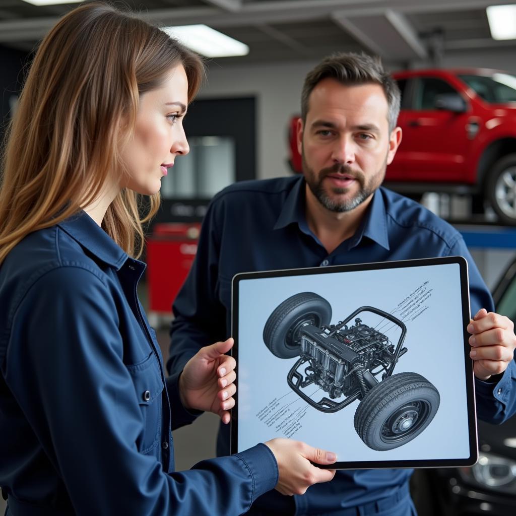 Mechanic Explaining Repair to Customer