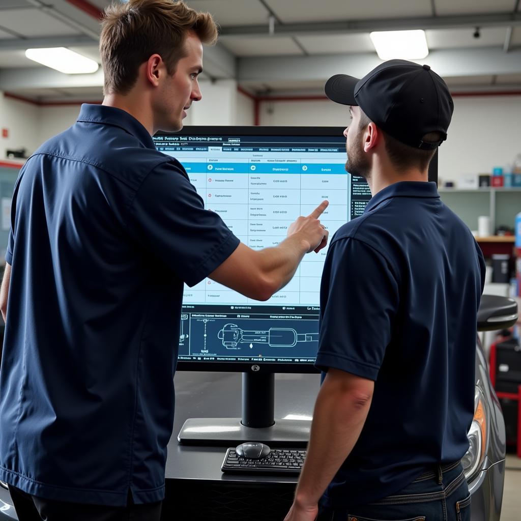 Mechanic Explaining Scan Results to Customer