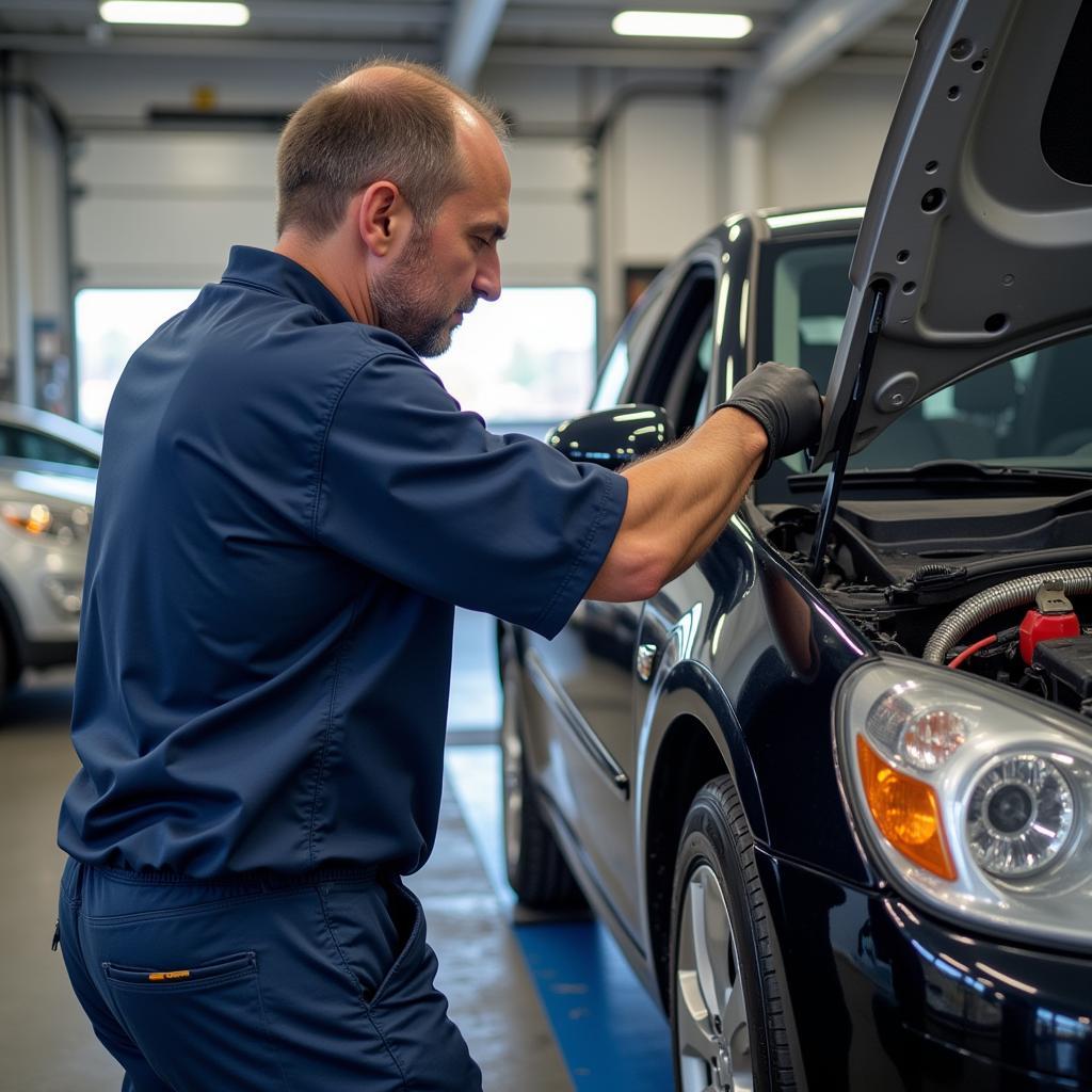 Mechanic Inspecting a Car Before Purchase