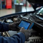 Mechanic inspecting a car in Maidenhead