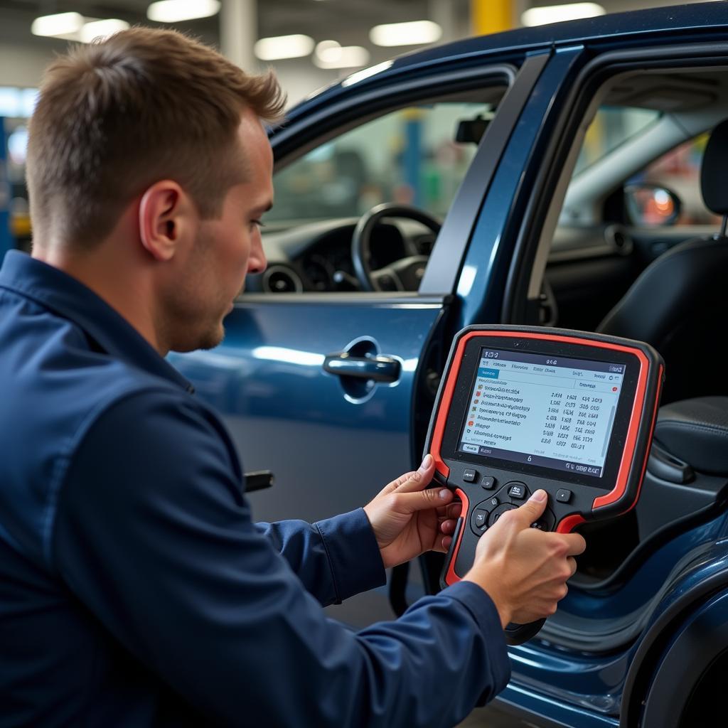 Mechanic Performing Car Diagnostics