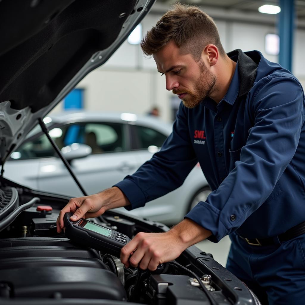 Mechanic Performing Diagnostic Check