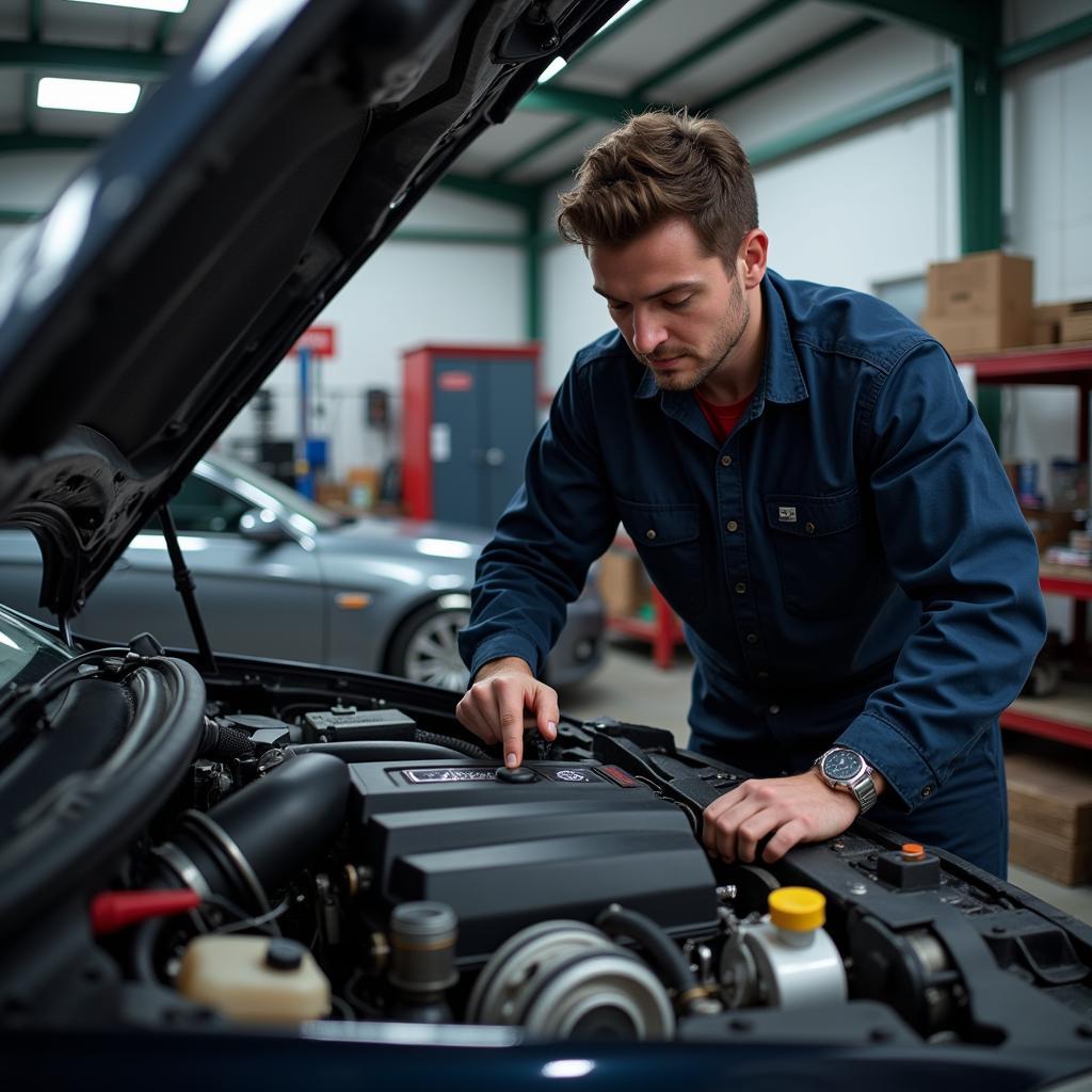 Mechanic Performing Car Repair in Motherwell