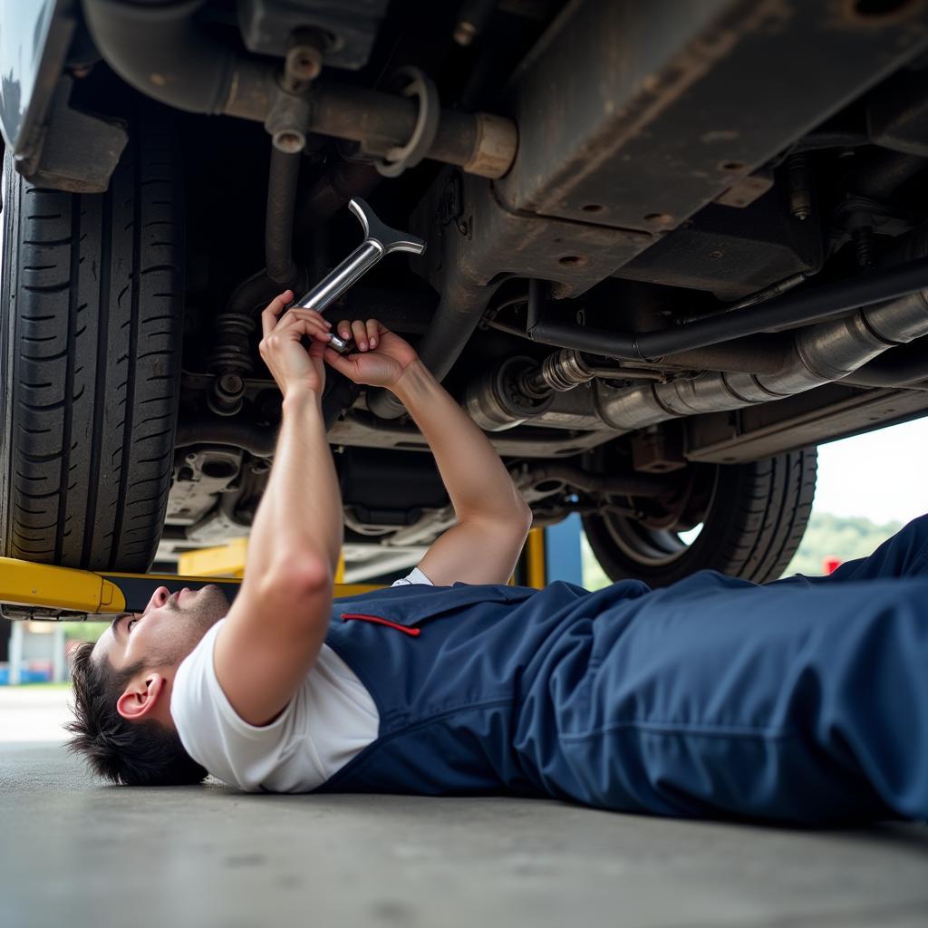 Mechanic Working Underneath a Car