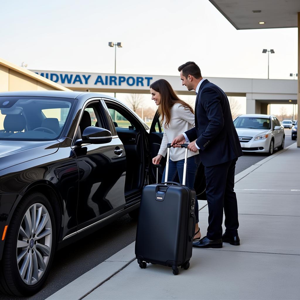 Car service picking up passengers at Midway Airport