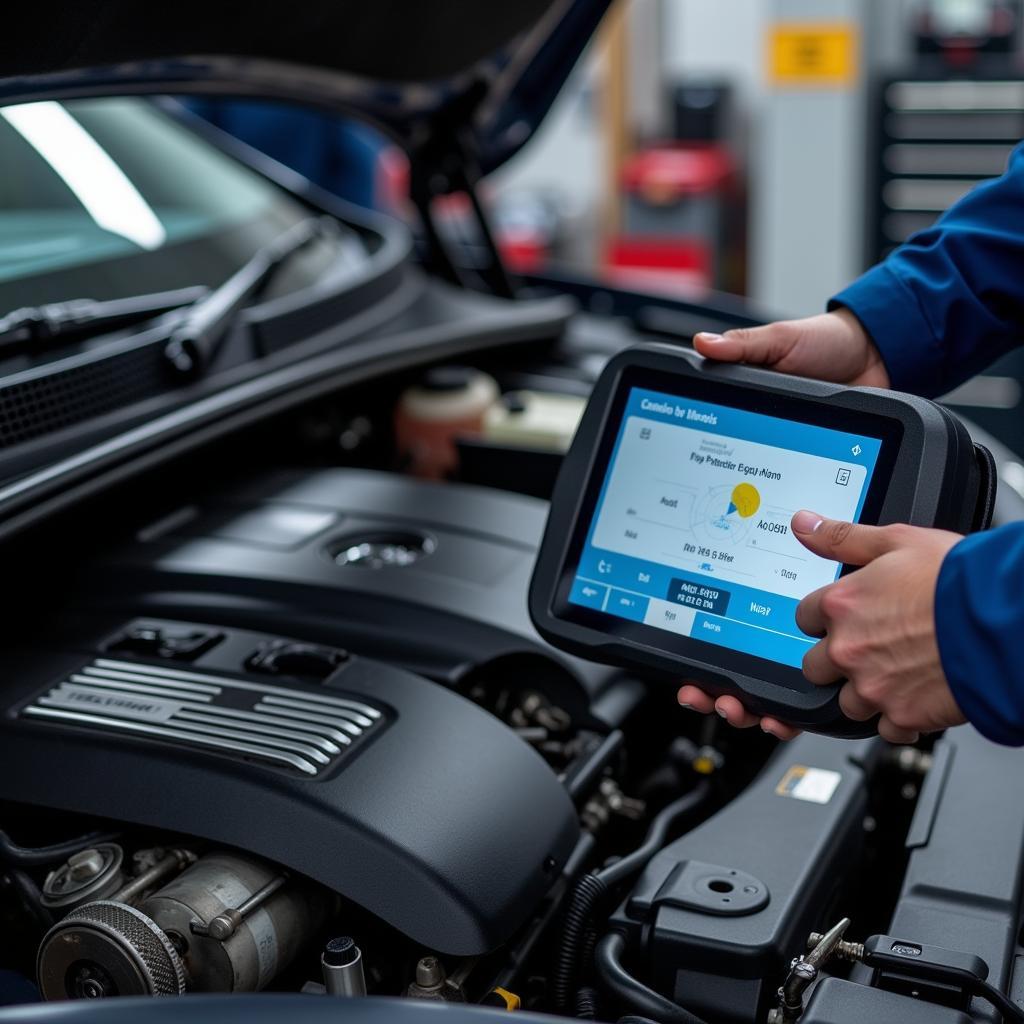 Modern diagnostic equipment being used in a Milton Keynes car service center