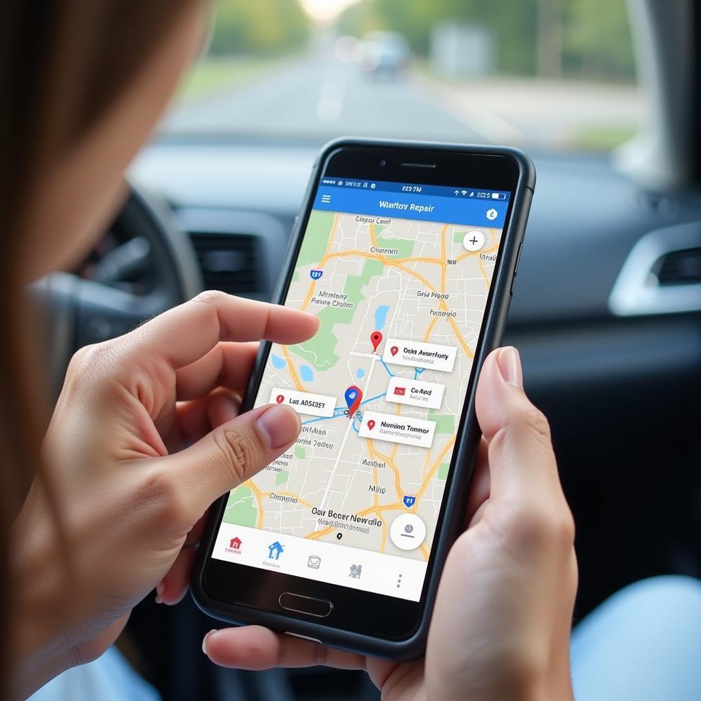 Mobile App Locating Car Repair Services