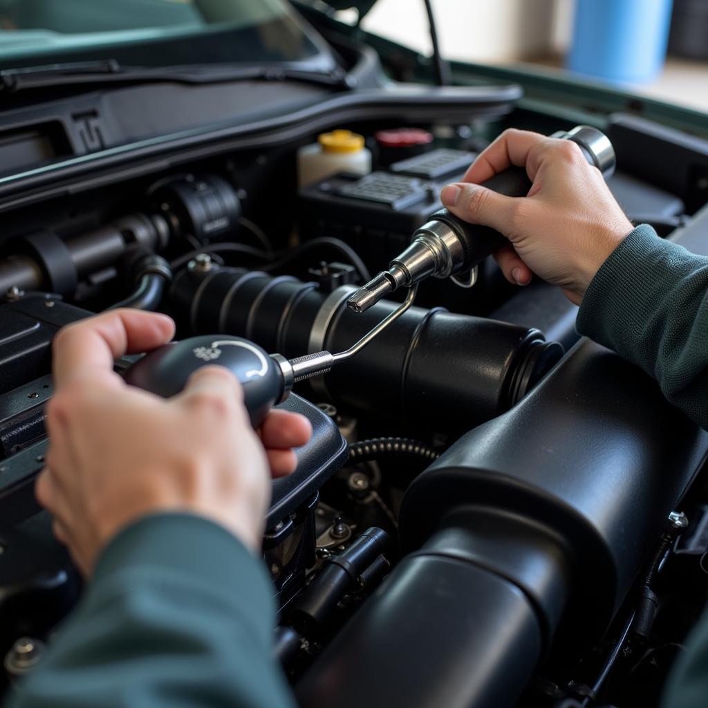 Mobile Car Aircon Technician Working