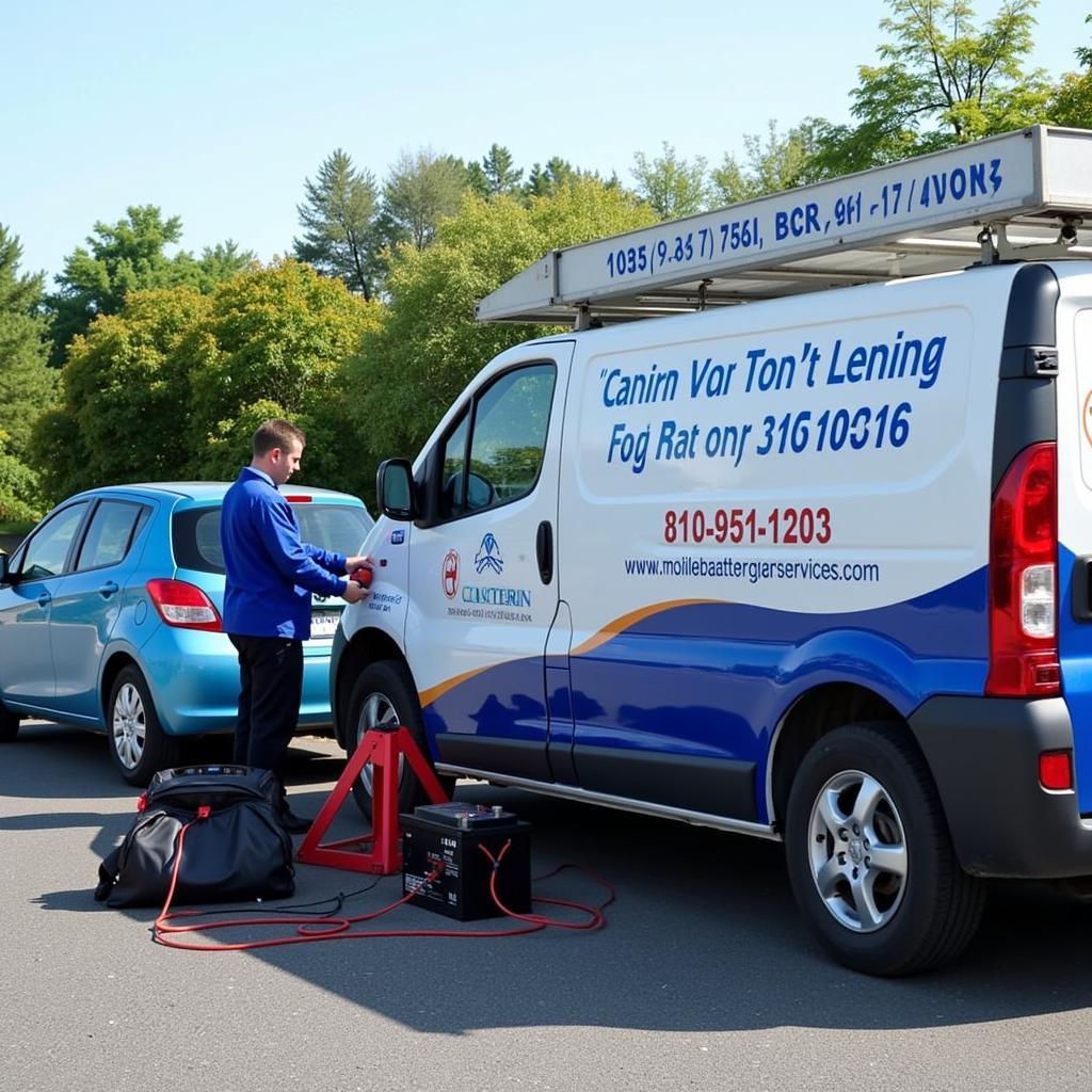 Mobile Car Battery Recharge Service on a Road