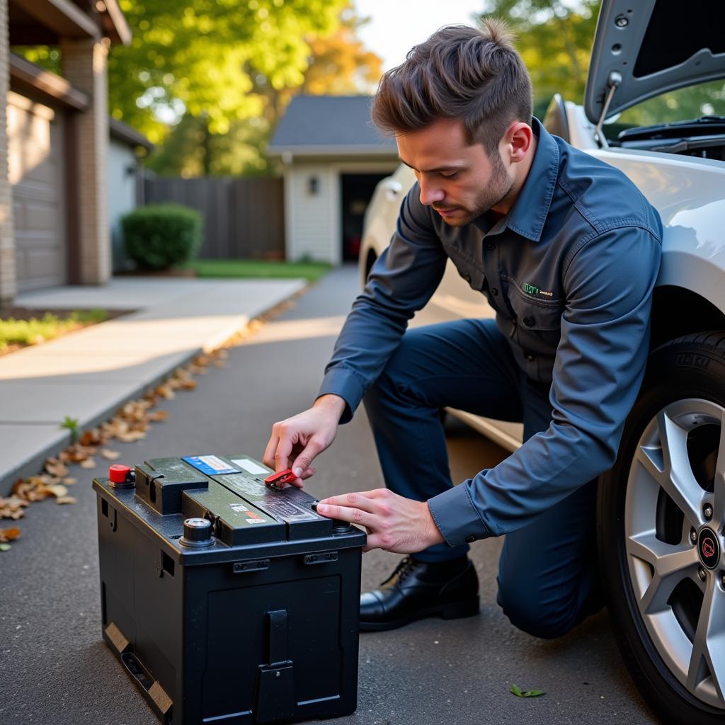 Mobile Car Battery Replacement Technician