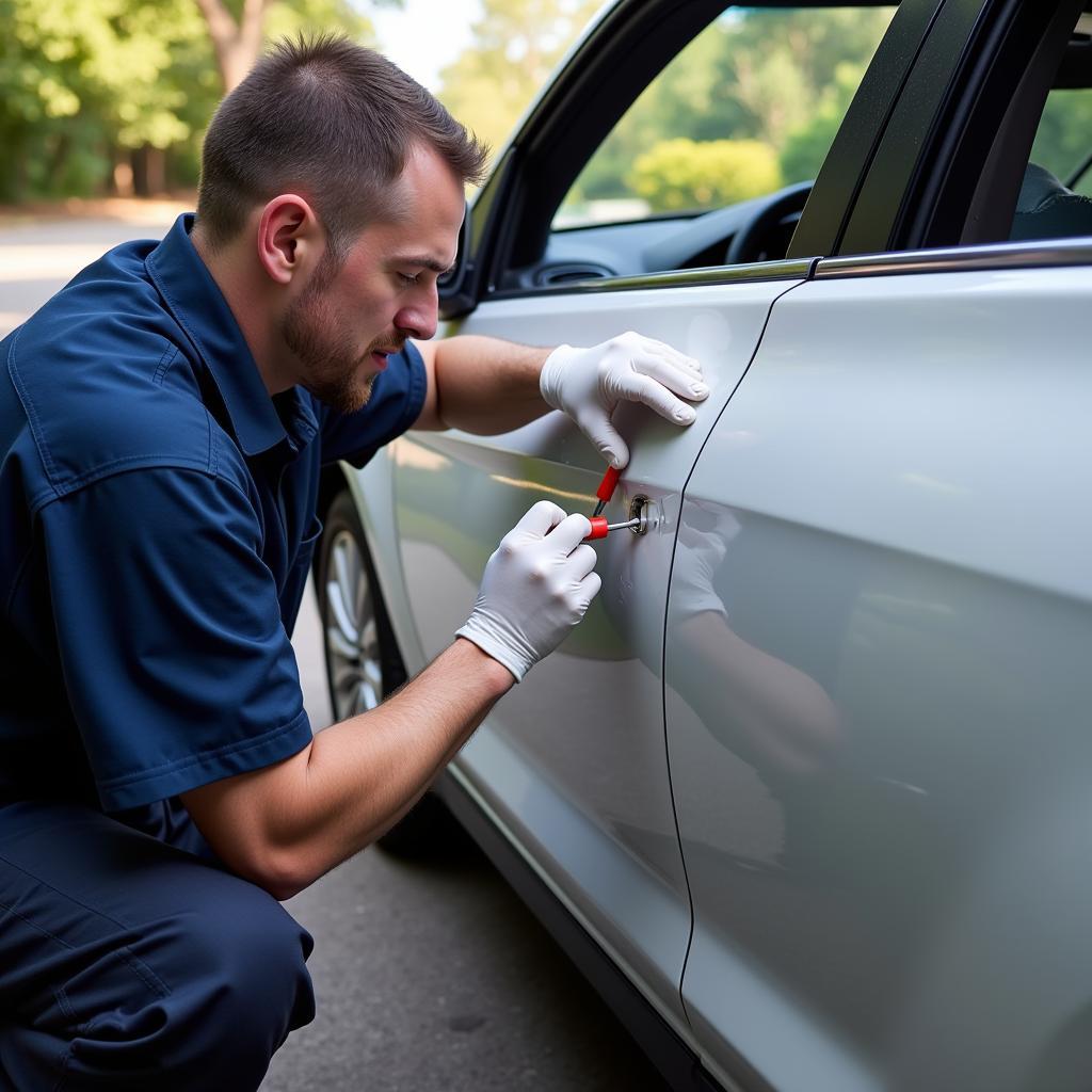 Mobile Car Scratch Repair Technician at Work