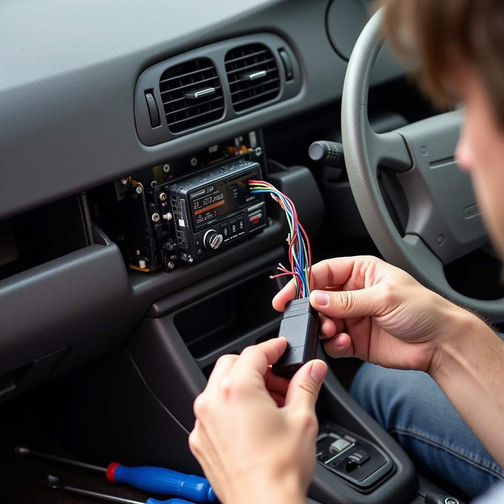 Modern Car Radio Installation in a Vehicle