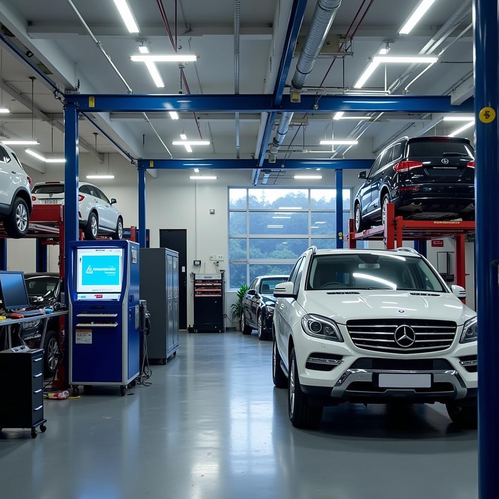 State-of-the-Art Equipment in a Modern Car Service Center in Channasandra, Bangalore