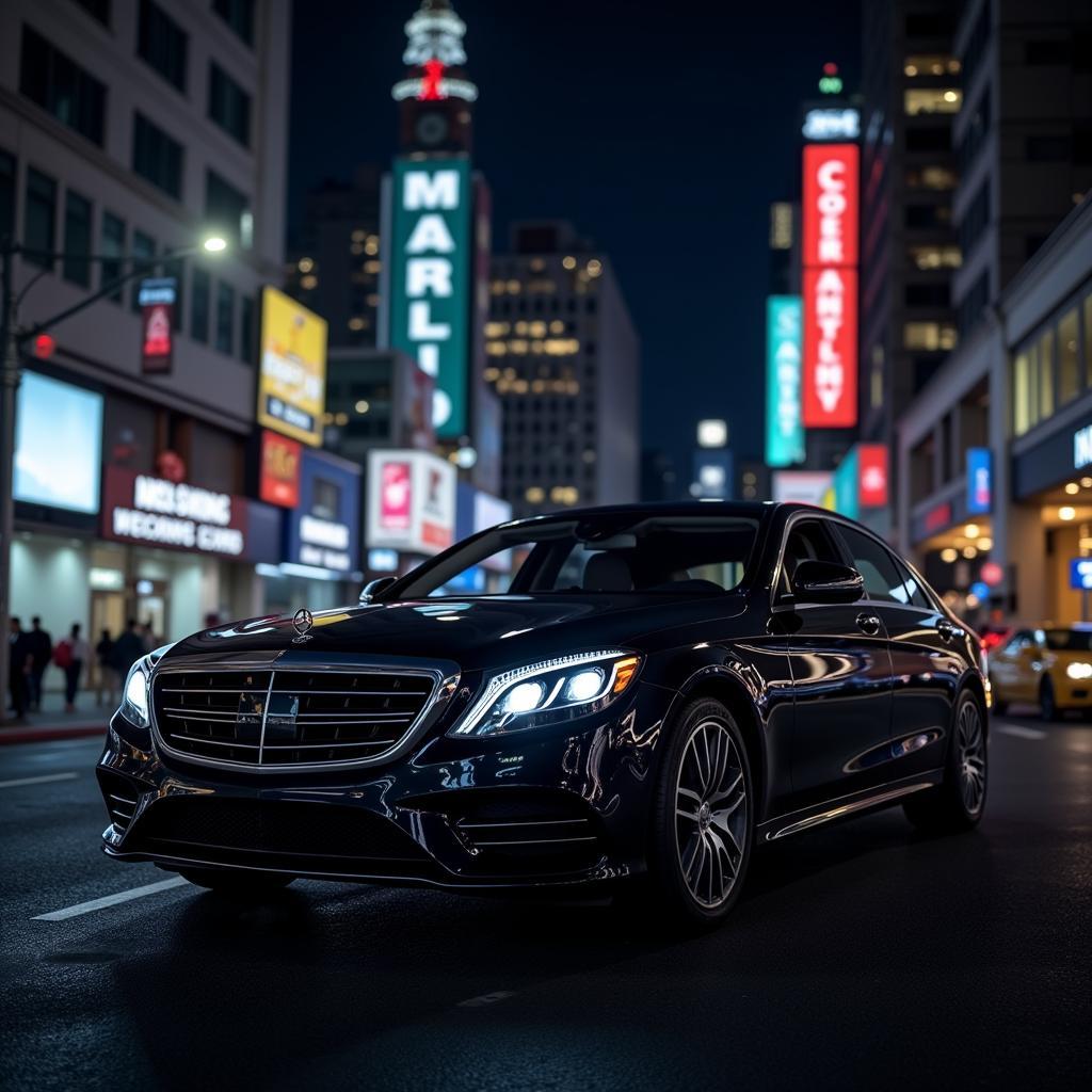 Black car service in NYC at night