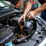 The process of changing car engine oil