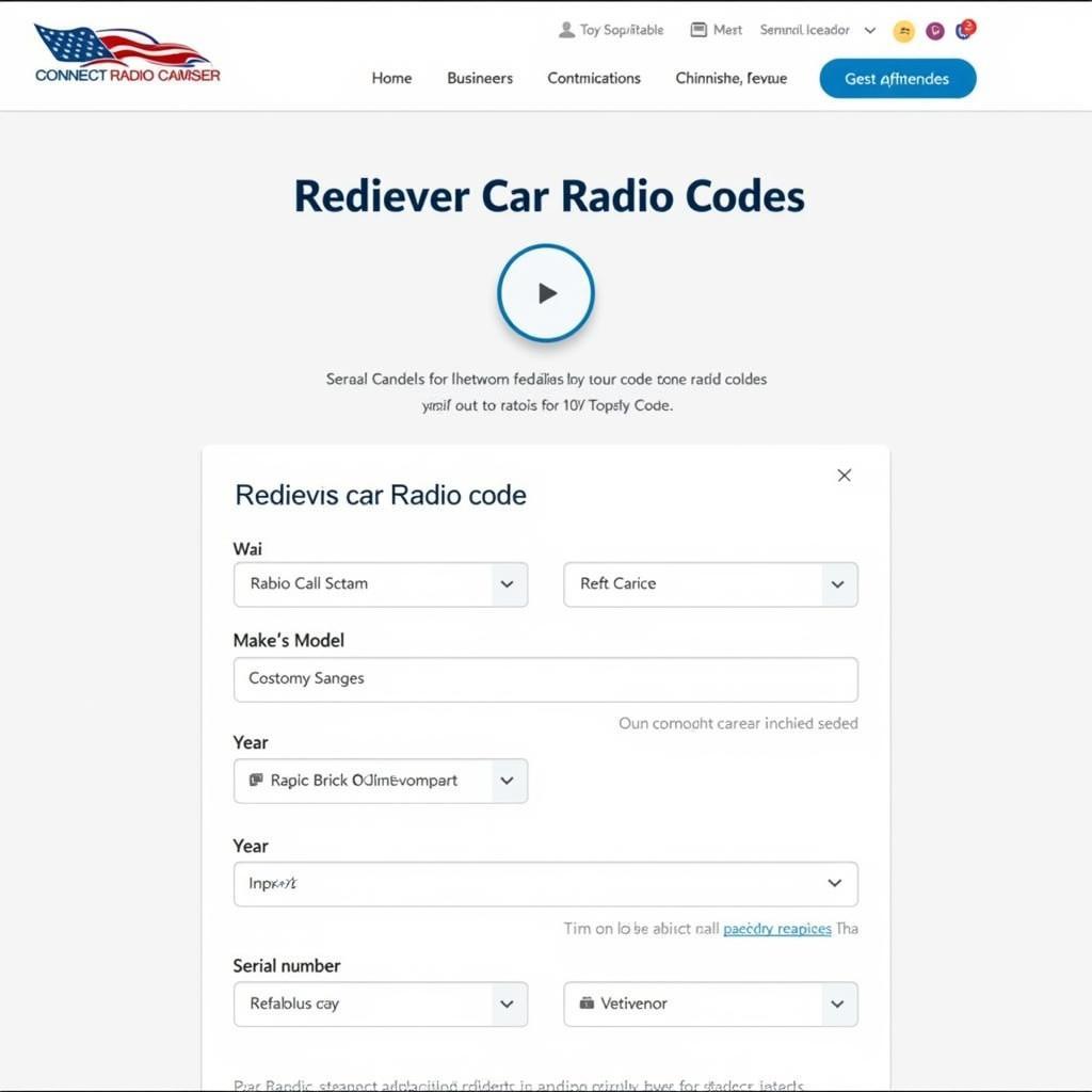 Online Car Radio Code Entry Form on Website