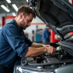 Perth Car Service Mechanic Inspecting a Vehicle