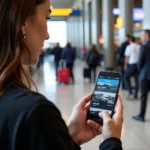 Philadelphia Airport Car Service Options: A traveler comparing ride-hailing apps, taxis, and private car services on their phone.