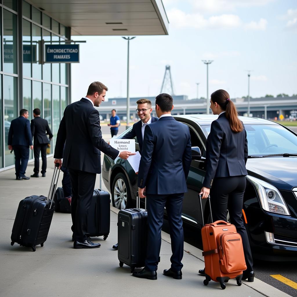 Philadelphia Airport Car Service Pickup Area: Passengers meet their pre-booked car service at a designated pickup zone.