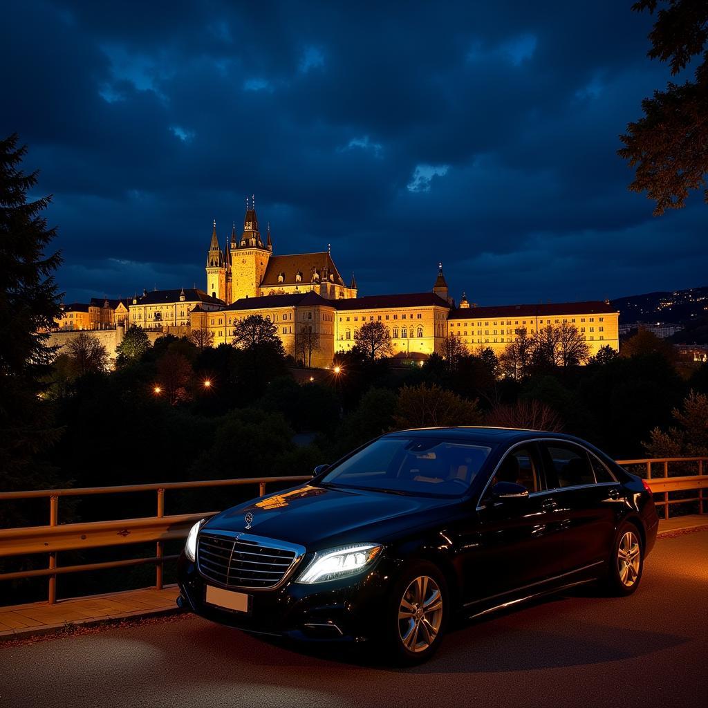 Prague Black Car Night View