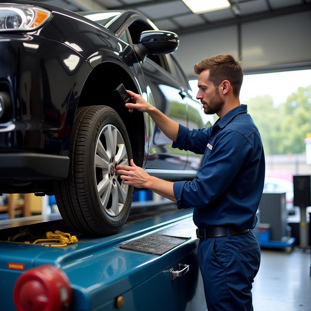 Car Undergoing Pre-NCT Check in Finglas Garage