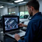 Car engine diagnostics being performed in a Pretoria garage