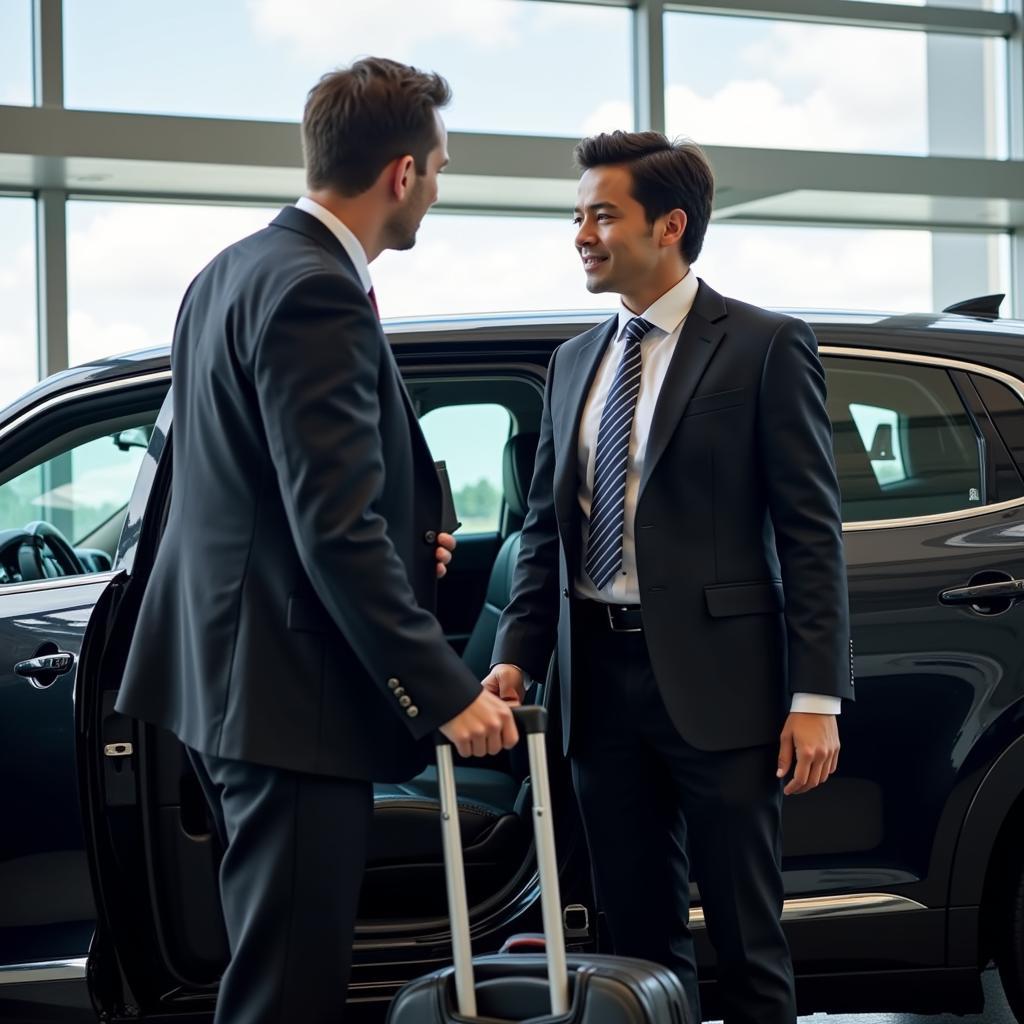 Professional Chauffeur Meeting Client at Airport