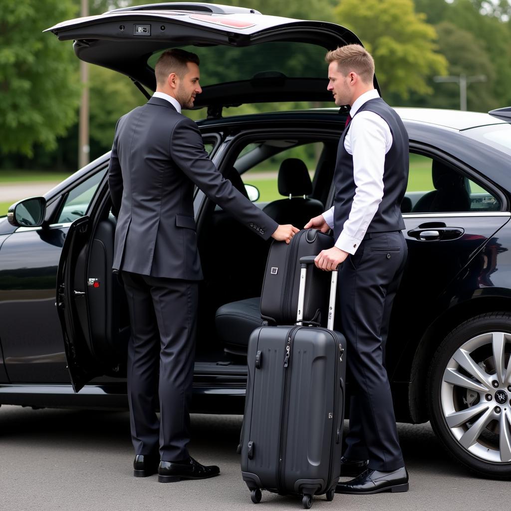 Professional Chauffeur Assisting Passenger with Luggage