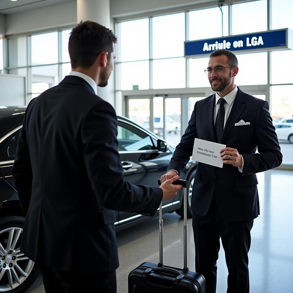 Professional Chauffeur Meeting Client at LGA