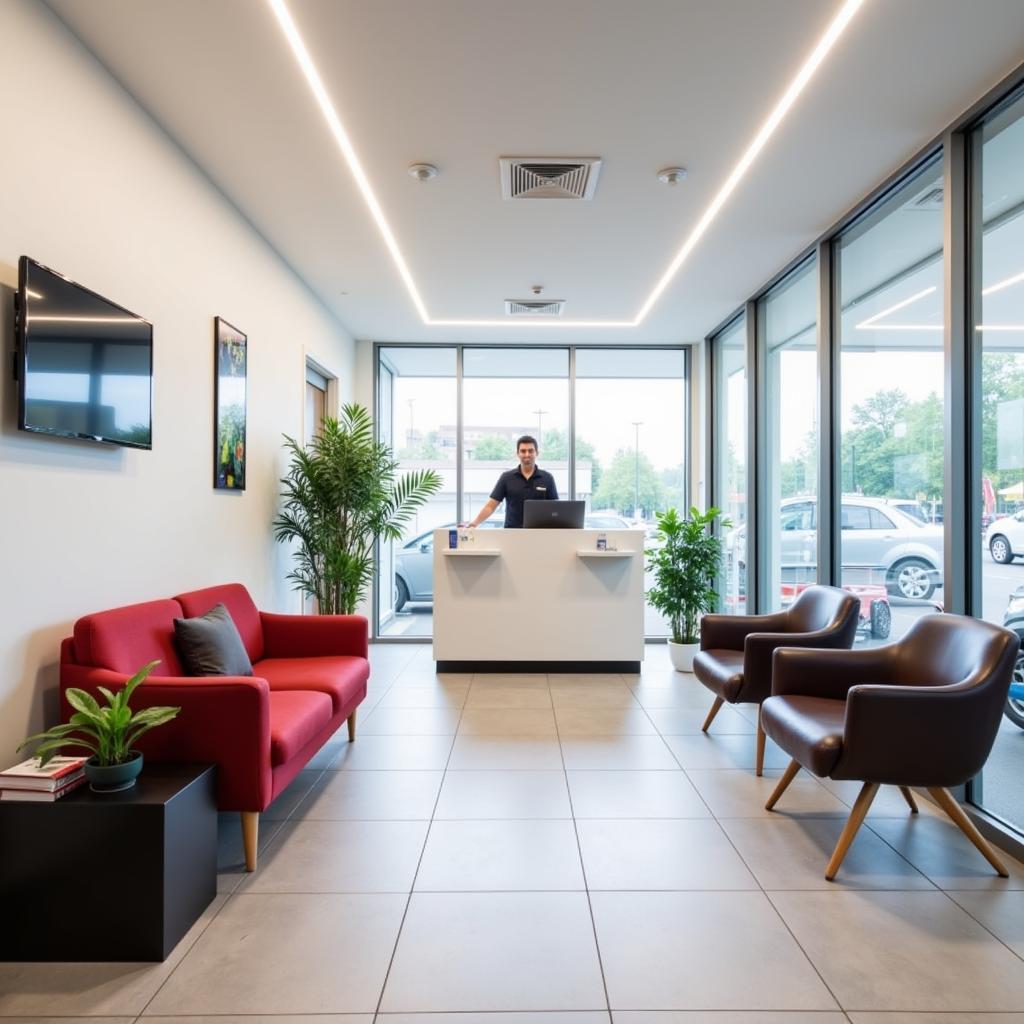 Modern and Clean Car Service Reception Area in Raynes Park