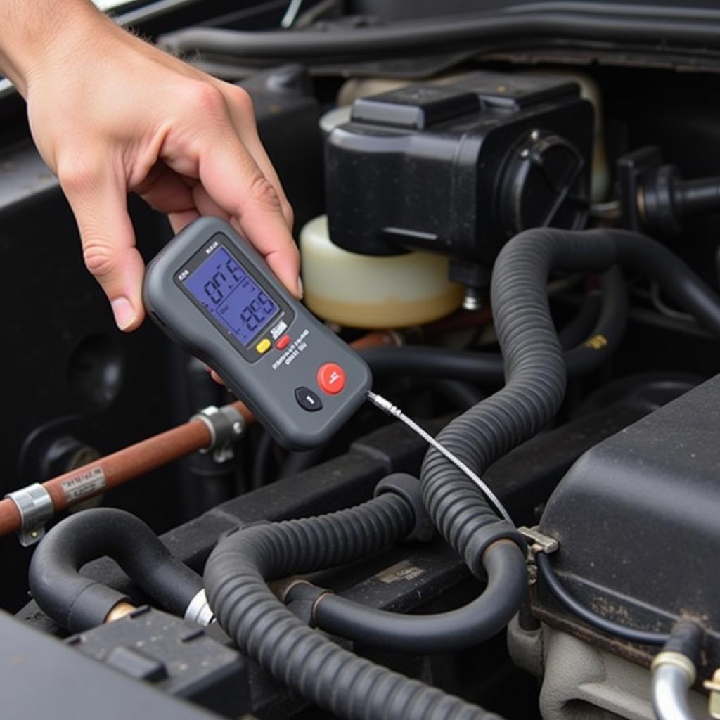 Refrigerant Leak Detector in Use