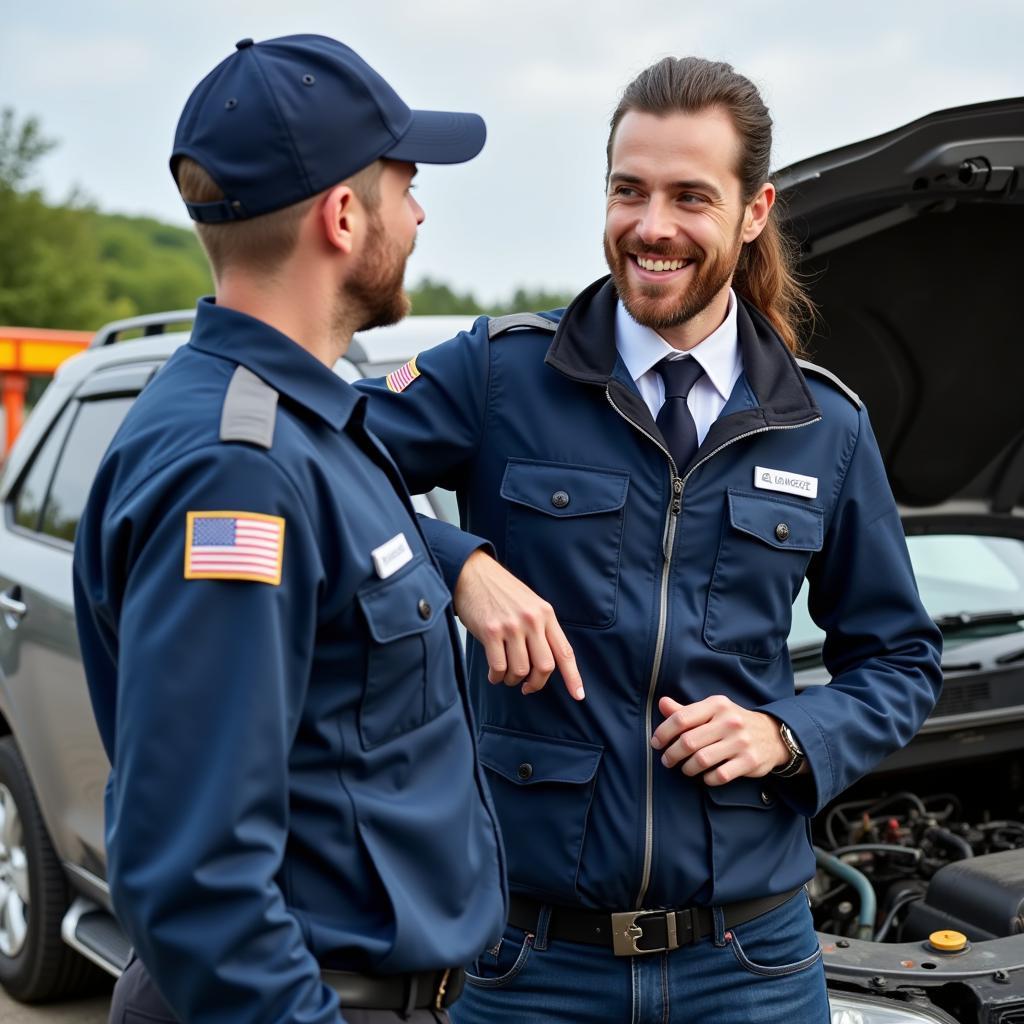 Experienced car recovery technician assisting a customer in Crawley.