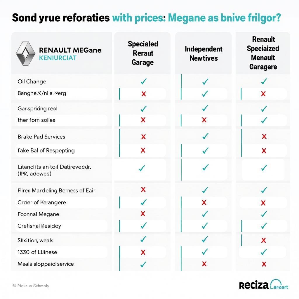 Renault Megane Service Prices at Different Garages