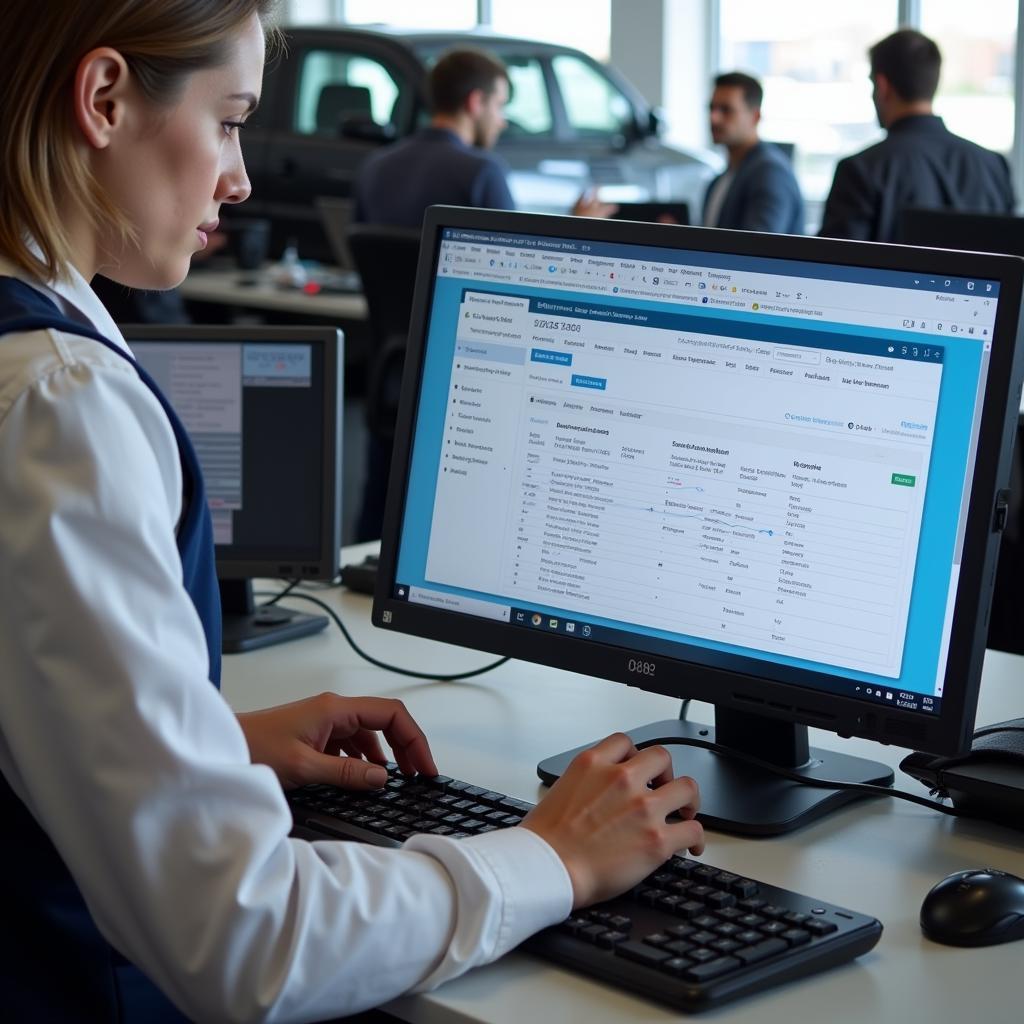 Service Advisor Using Dealership Software