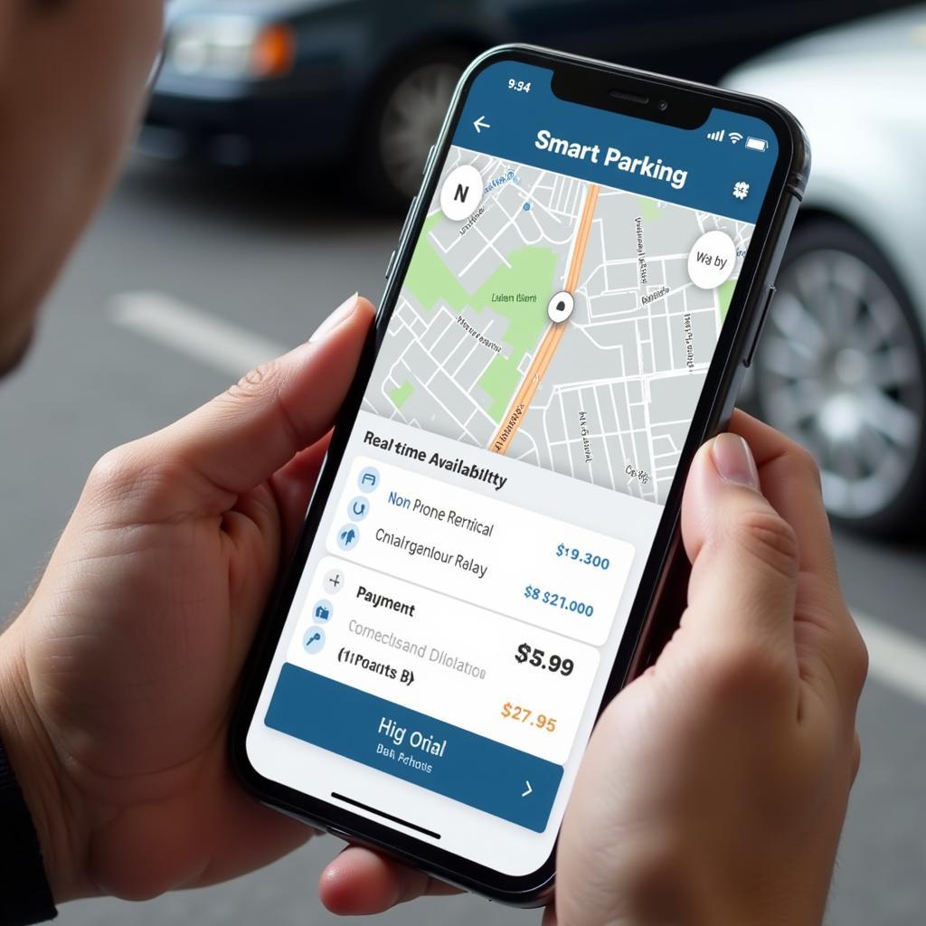 Smart Parking App Features on a Smartphone