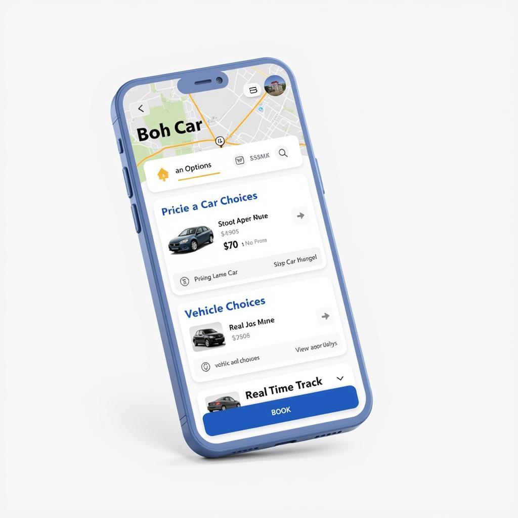 Smartphone Displaying a Car Service Booking App