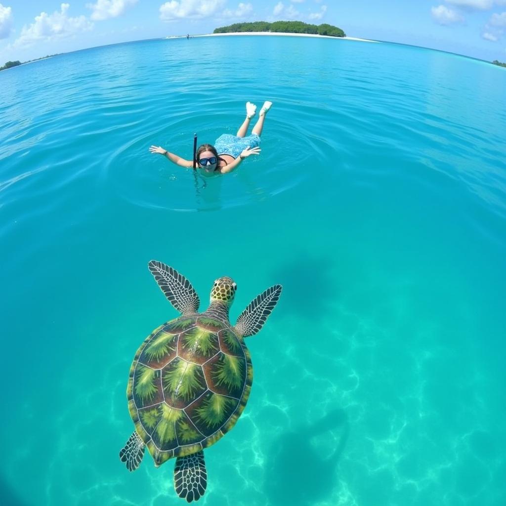 Swimming with Turtles in Akumal Bay