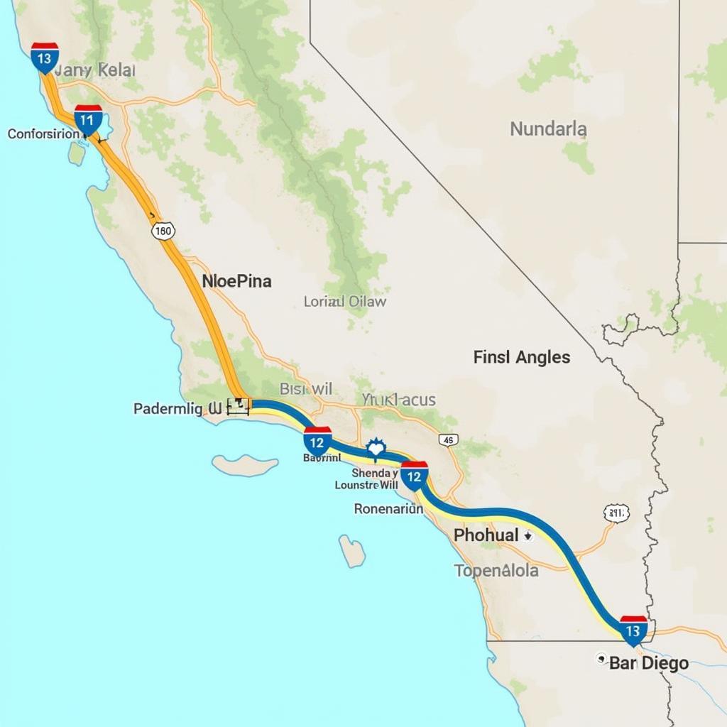 Traffic Map Between Los Angeles and San Diego