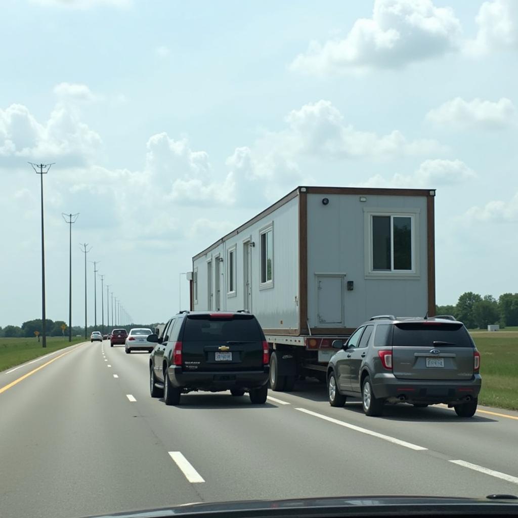 Two Pilot Cars Escorting Oversized Load in Michigan