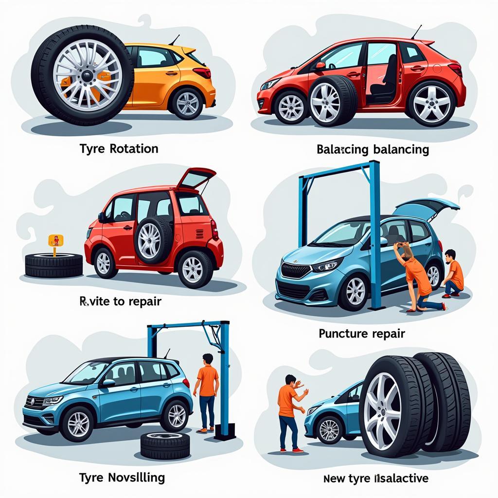 Tyre Repair and Replacement Services in a Car Body Shop