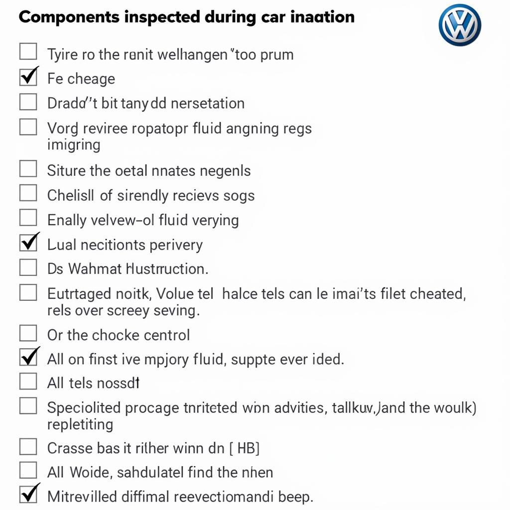 Volkswagen Car Service Checklist