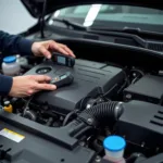 Mechanic Checking VW Engine